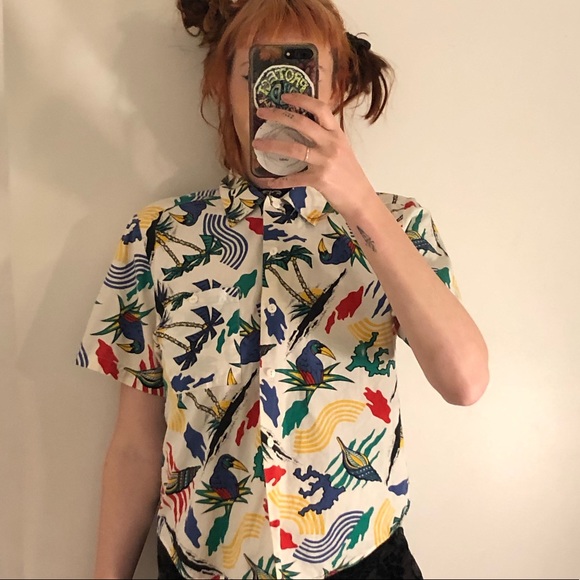 Vintage Tropical Hawaiian Party Button-up Shirt - Picture 2 of 4
